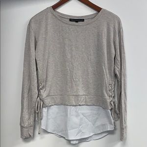 WHBM tan & white top Sz XS